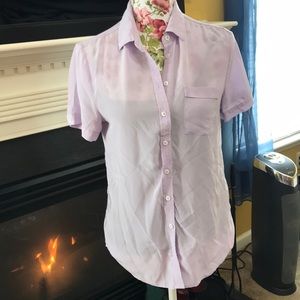 Joe Fresh Light Purple Short Sleeve Button Up Top